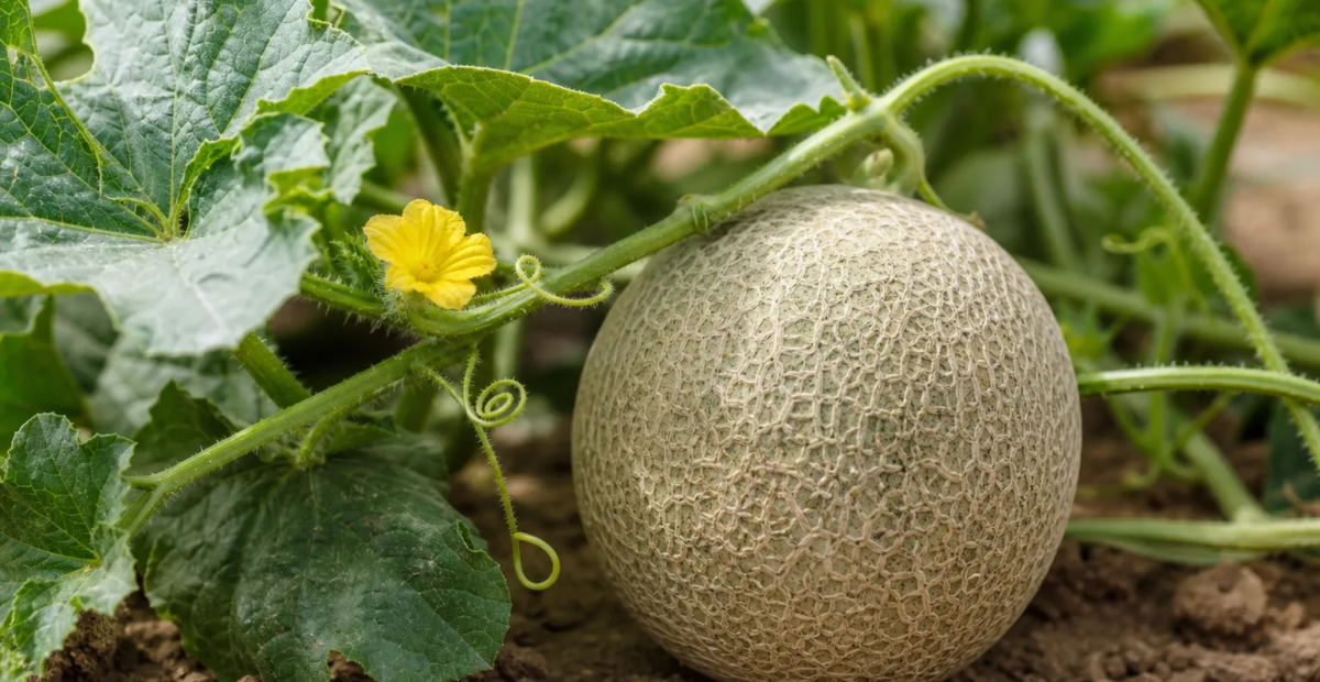 Cantaloupe-Melone (Cucumis melo Cantalupensis Group) – Pflanzenfoto