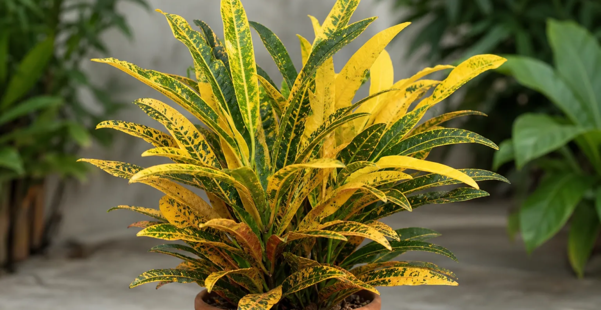 Codiaeum variegatum 'Yellow Iceton' – Pflanzenfoto
