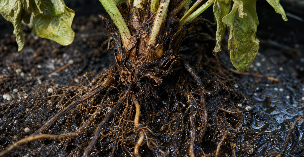Koreňová a krčková hniloba spôsobená Phytophthora cryptogea