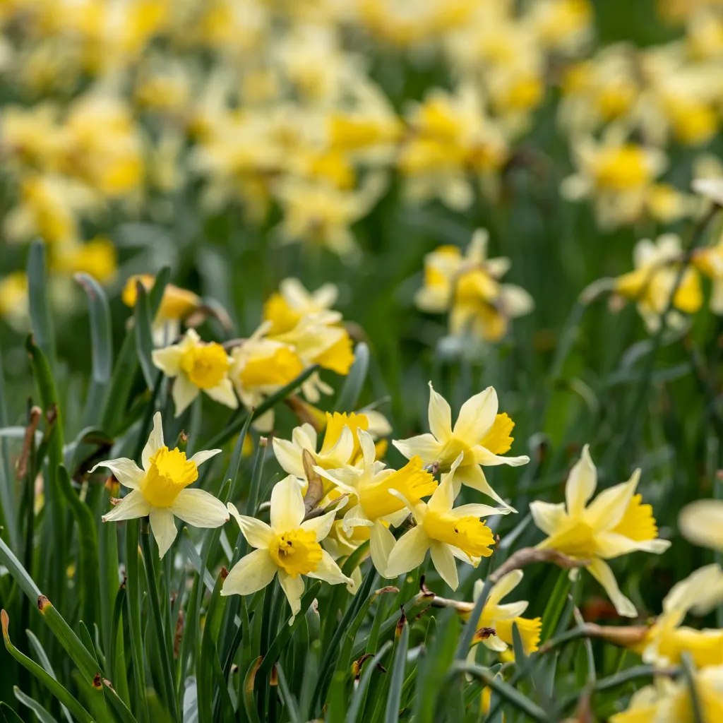 Gelbe Narzisse (Narcissus pseudonarcissus) – im Garten, Pflanzenfoto