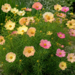 Schmuckkörbchen 'Apricot Lemon' (Cosmos bipinnatus 'Apricot Lemon') – Pflanzenfoto