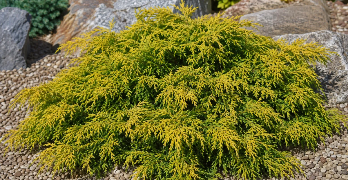 Juniperus × media 'Gold Star' – Pflanzenfoto