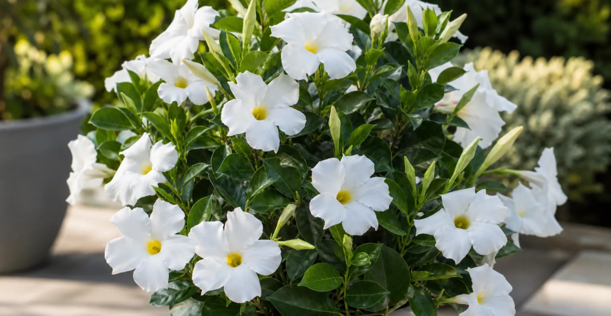 Mandevilla 'Rio White' – fotografia rastliny
