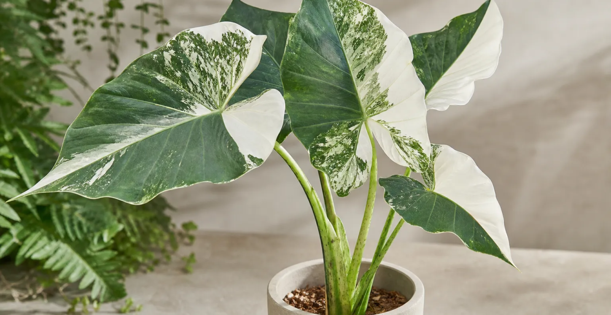 Alocasia gageana 'Albo Variegata' – plant photo