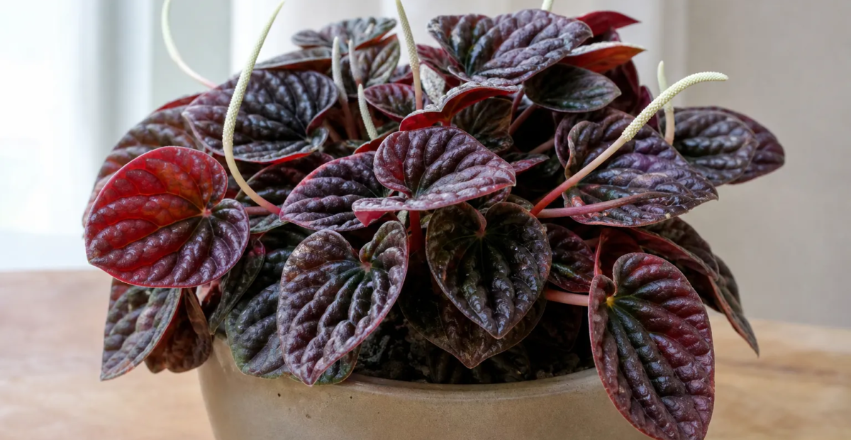 Peperomia caperata 'Red Luna' – plant photo